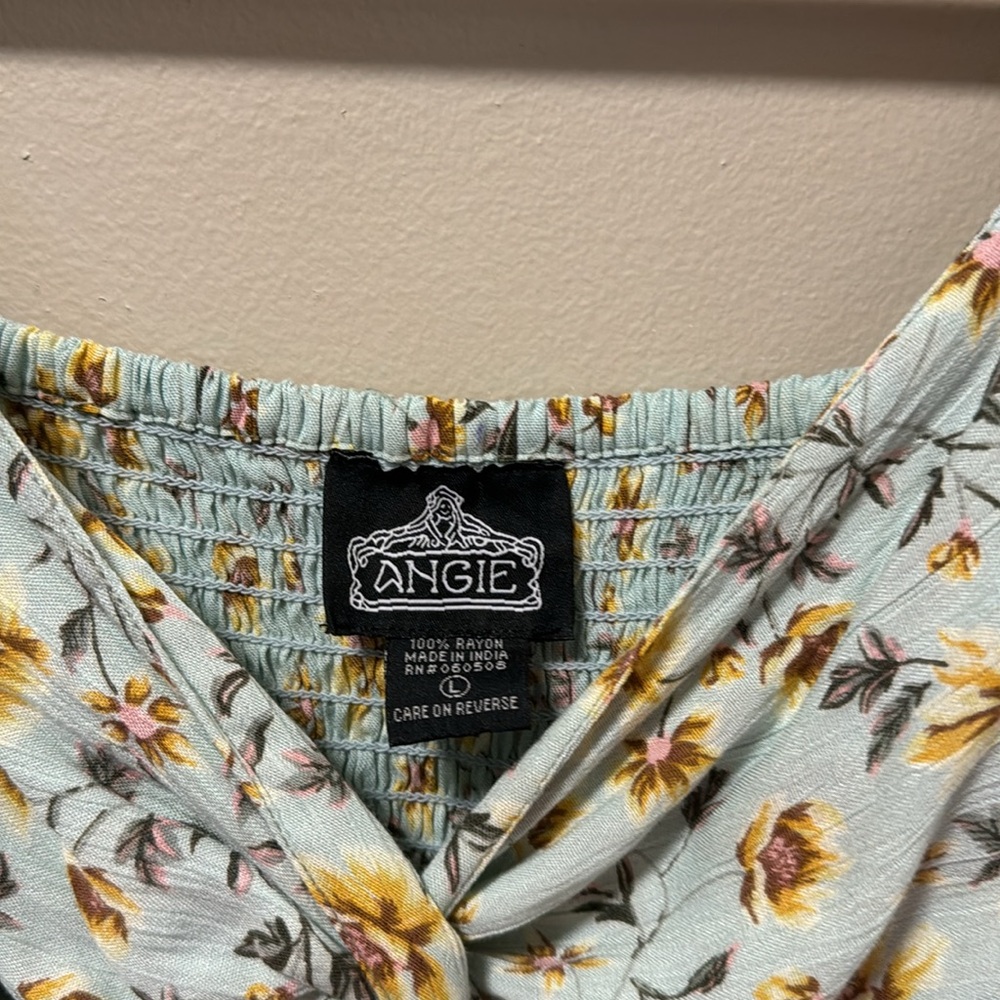 Angie Floral Print Top - Light Blue and Yellow - Picture 4 of 7